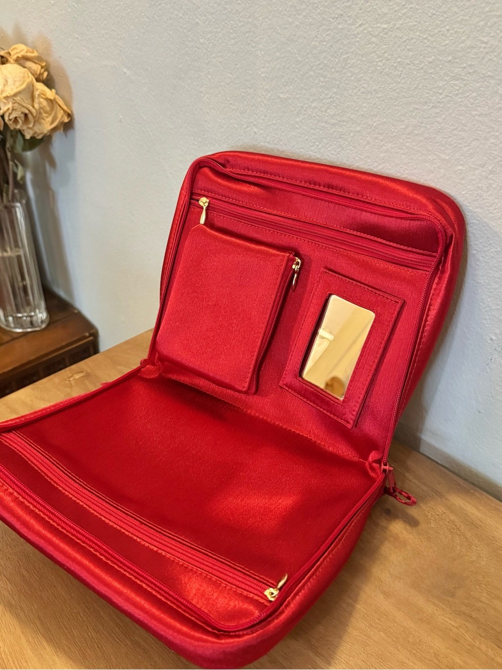 YSL Red Satin Cosmetic Pouch - Picture 2 of 5